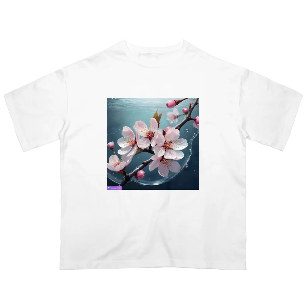 Navel Sky AIの水に咲く桜 オーバーサイズTシャツ