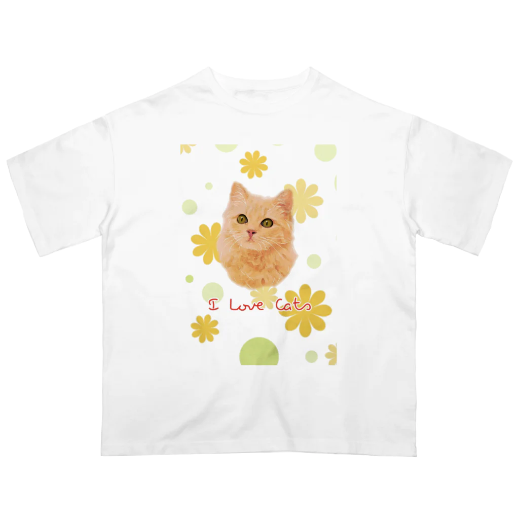 アニマルデザインはなのI love cat Oversized T-Shirt