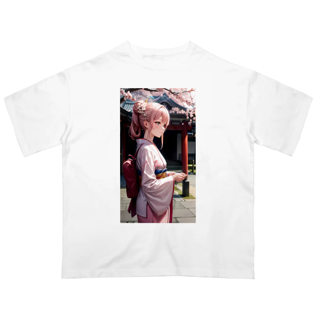 kimono_musume  AI artのscene4 Oversized T-Shirt