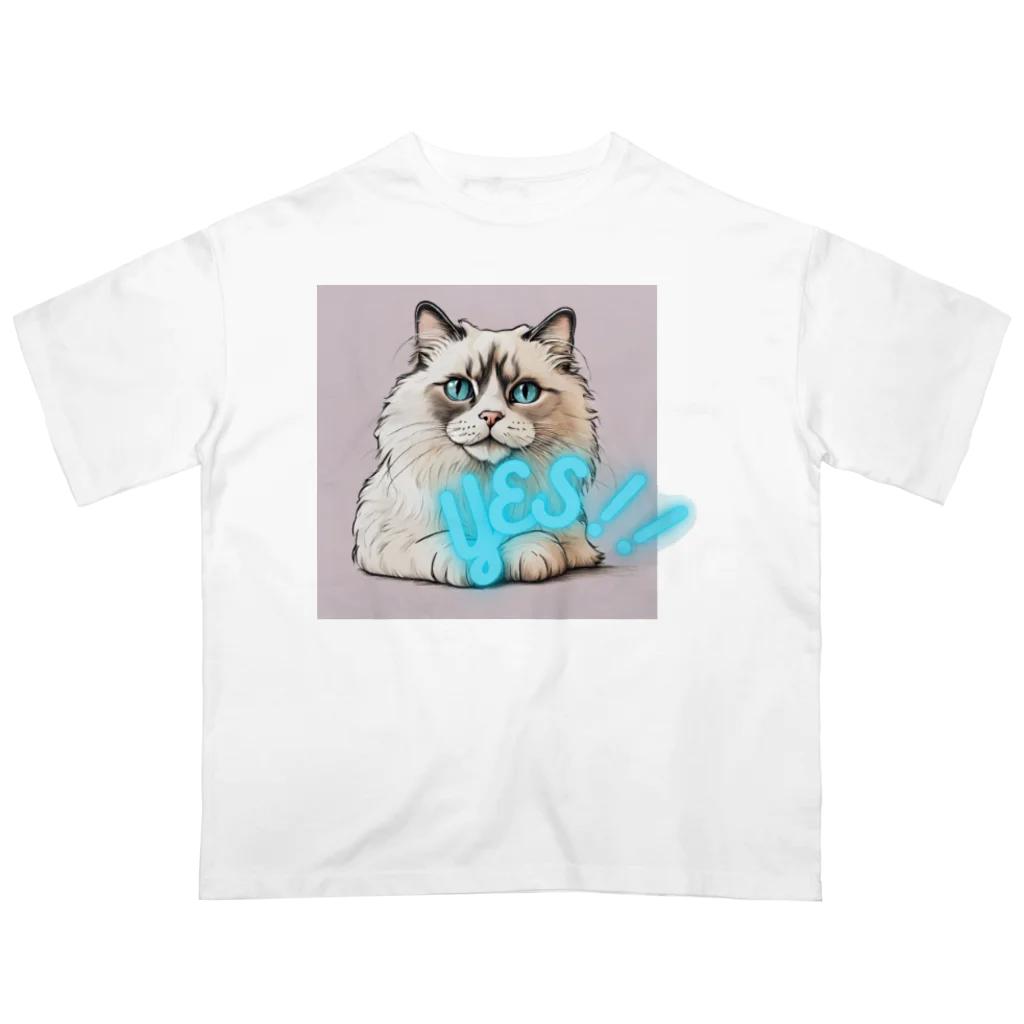 yae_8の猫　YES！！　おしゃれで前向きっぽい日常アイテム オーバーサイズTシャツ