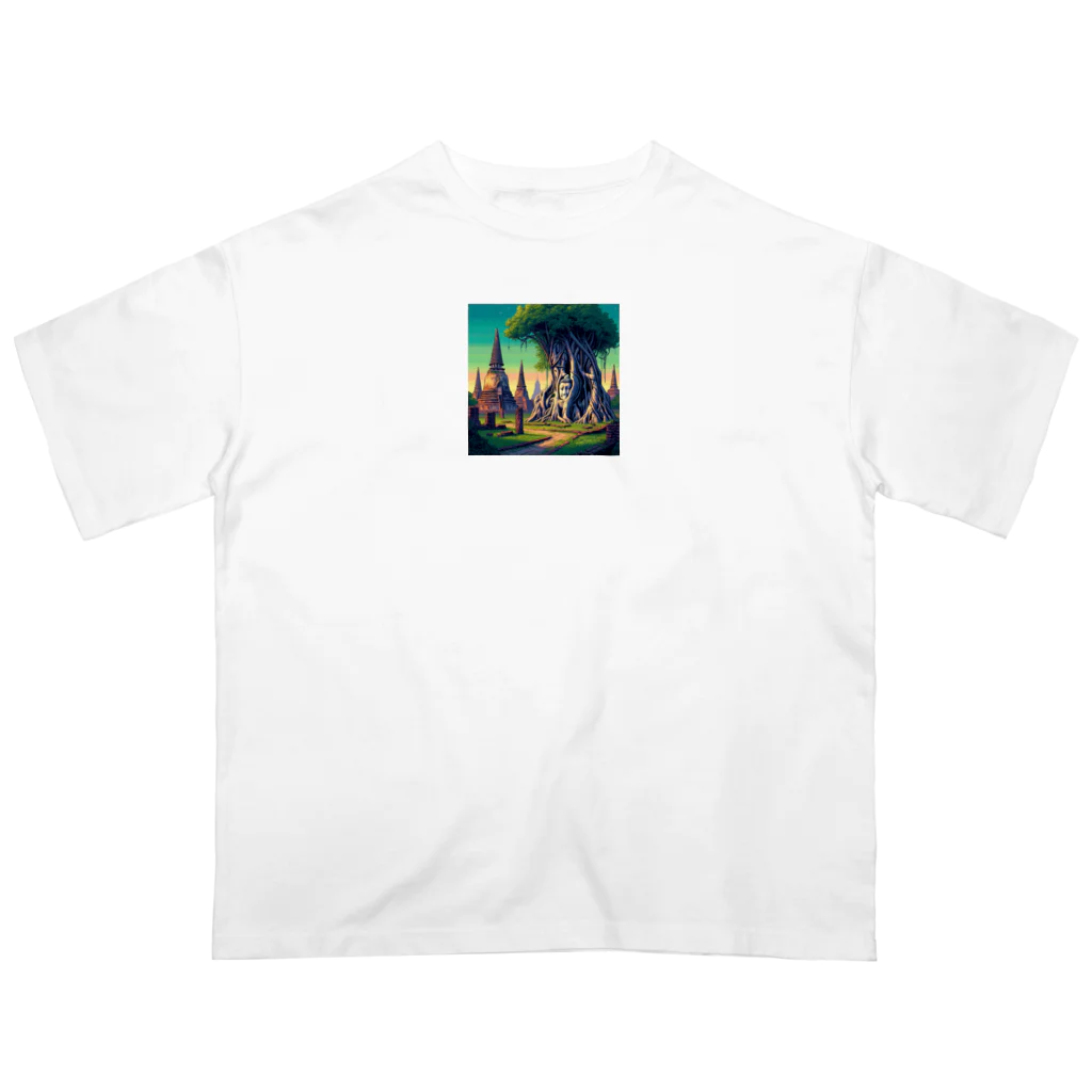 Pixel Art Goodsのアユタヤ遺跡（pixel art） オーバーサイズTシャツ