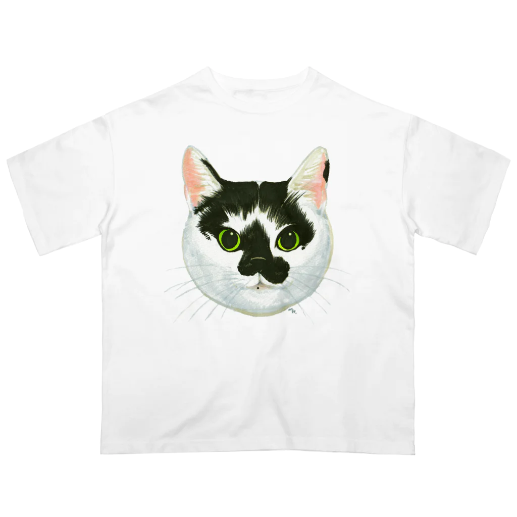 segasworksのねこさんのお顔（白黒ねこ） Oversized T-Shirt