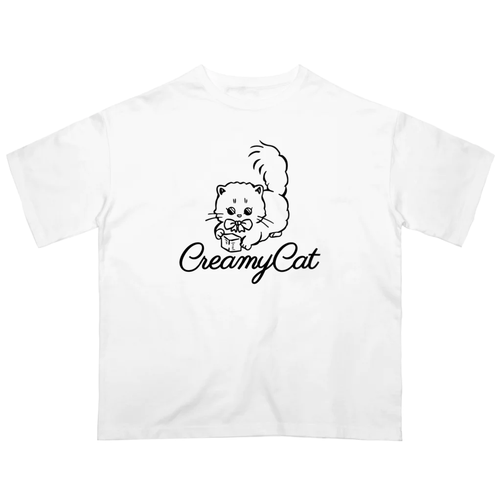 お砂糖と白い猫　creamy catのお砂糖と白い猫 オーバーサイズTシャツ