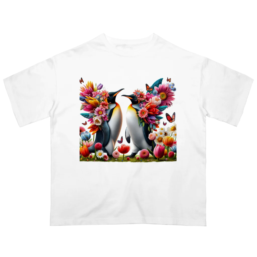 zenjoyのフラワーペンギン Oversized T-Shirt