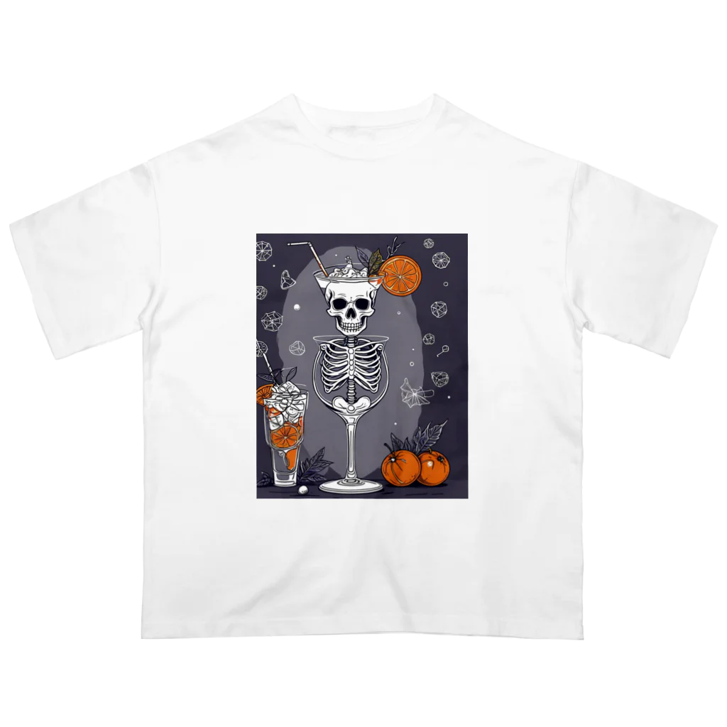 Skeletonのユニークなスケルトンアートがおしゃれに輝く！ オーバーサイズTシャツ