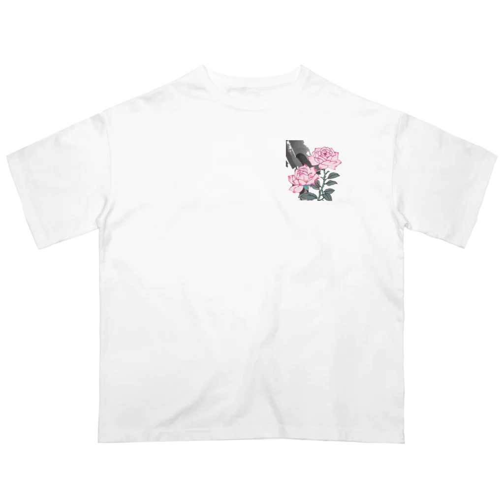 RetrowaveFlowerのRetrowaveFlower-薔薇(ピンク)- オーバーサイズTシャツ