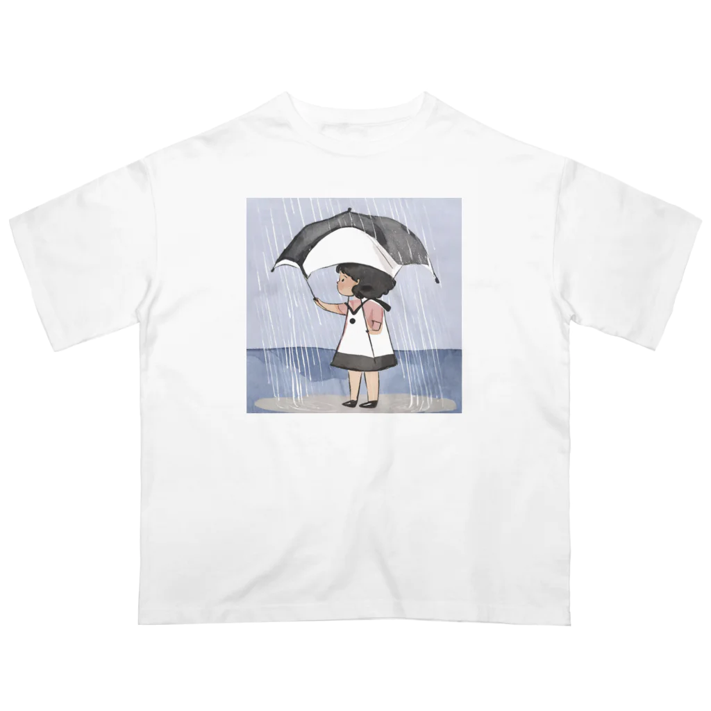 兎の涙の雨の中 オーバーサイズTシャツ