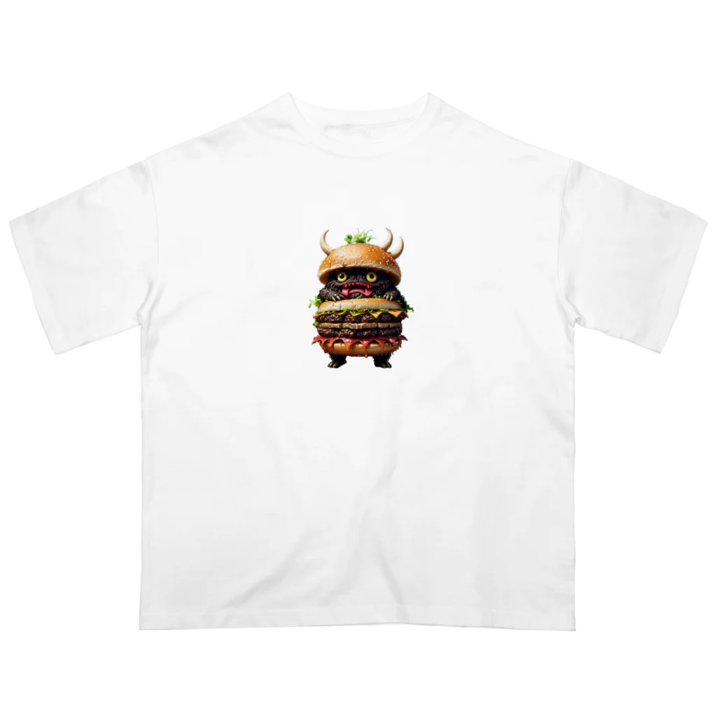 AI妖怪大図鑑のトリプル肉厚ビーフバーガー妖怪　バグドガルド Oversized T-Shirt