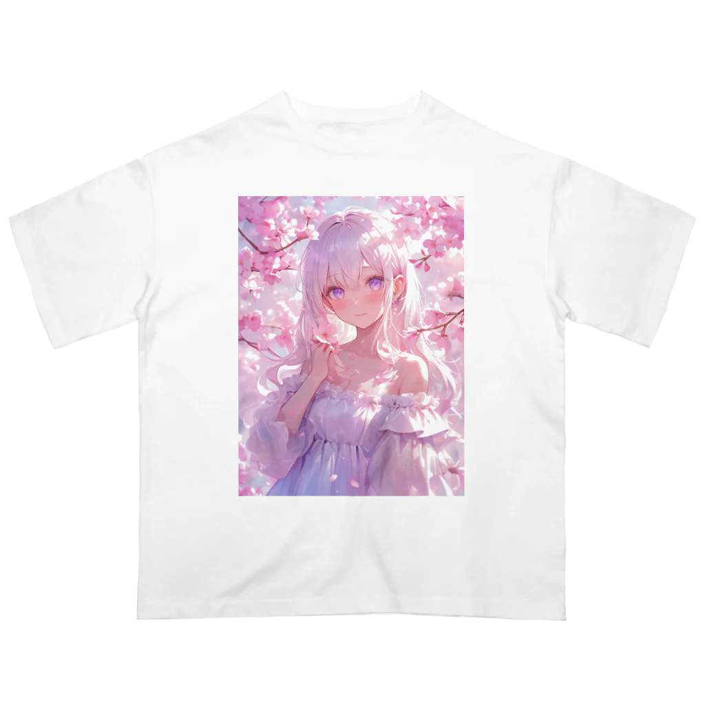 AQUAMETAVERSEの桜の下の少女幸せいっぱい　なでしこ1478 オーバーサイズTシャツ