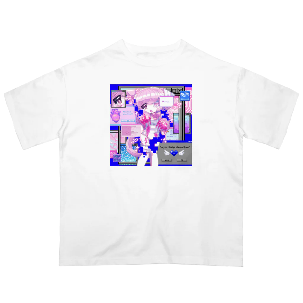 ムラサキゲジゲジのオンラインショップのマカロン ぐちゃぐちゃサイバー Oversized T-Shirt