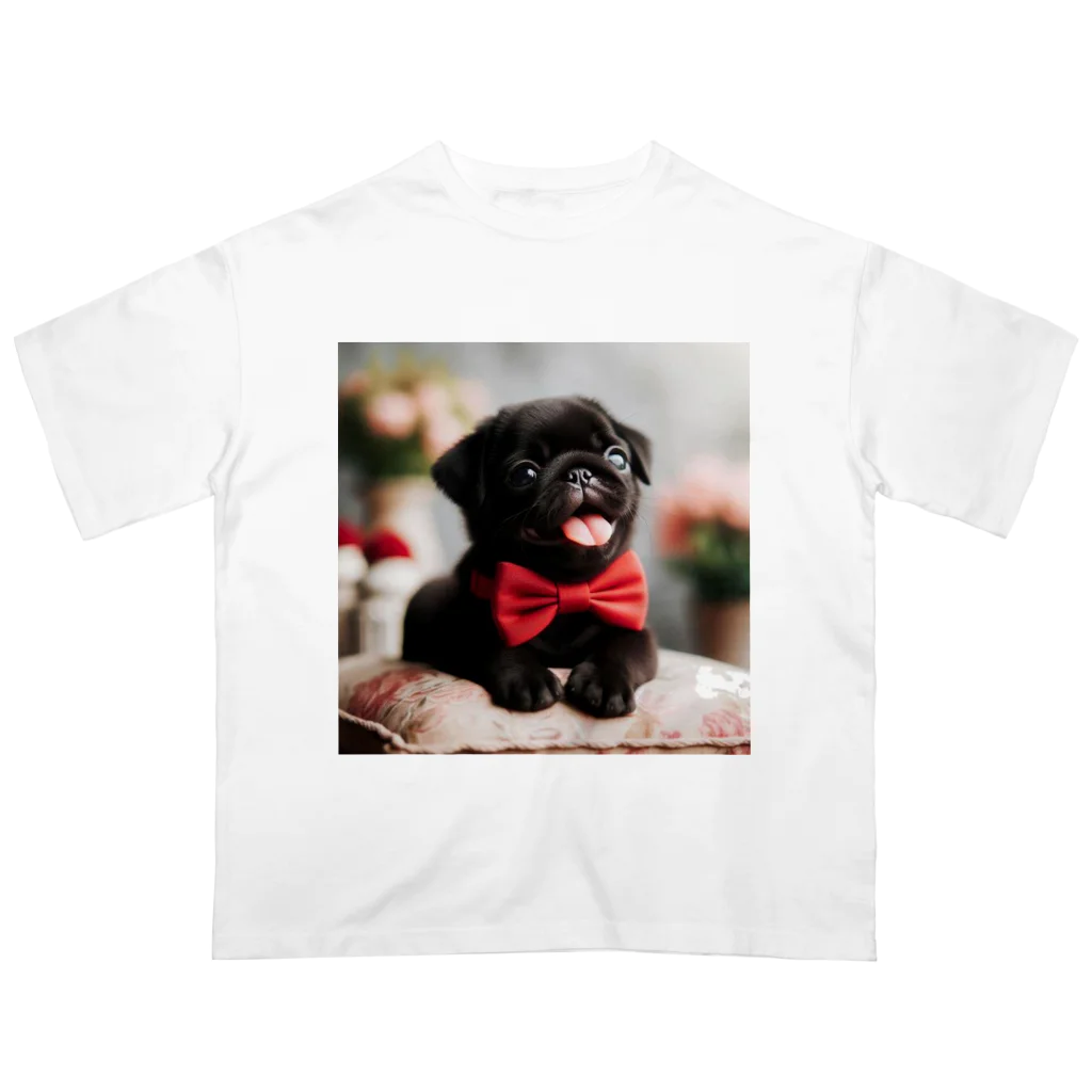 黒パグ🖤Black Pug laboratory🖤のcute Pug series Oversized T-Shirt