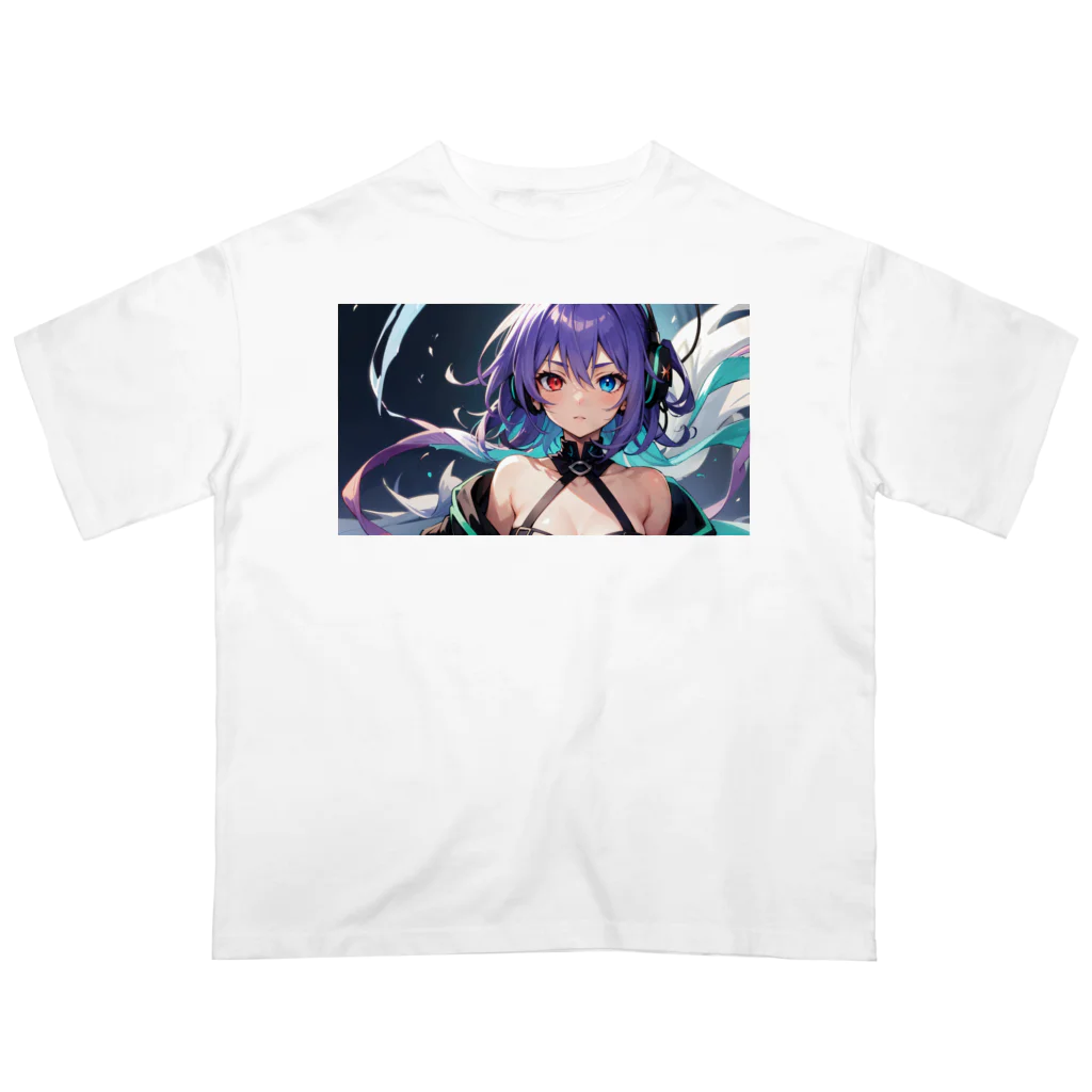 pukurou2096の紫髪のオッドアイ美少女 オーバーサイズTシャツ