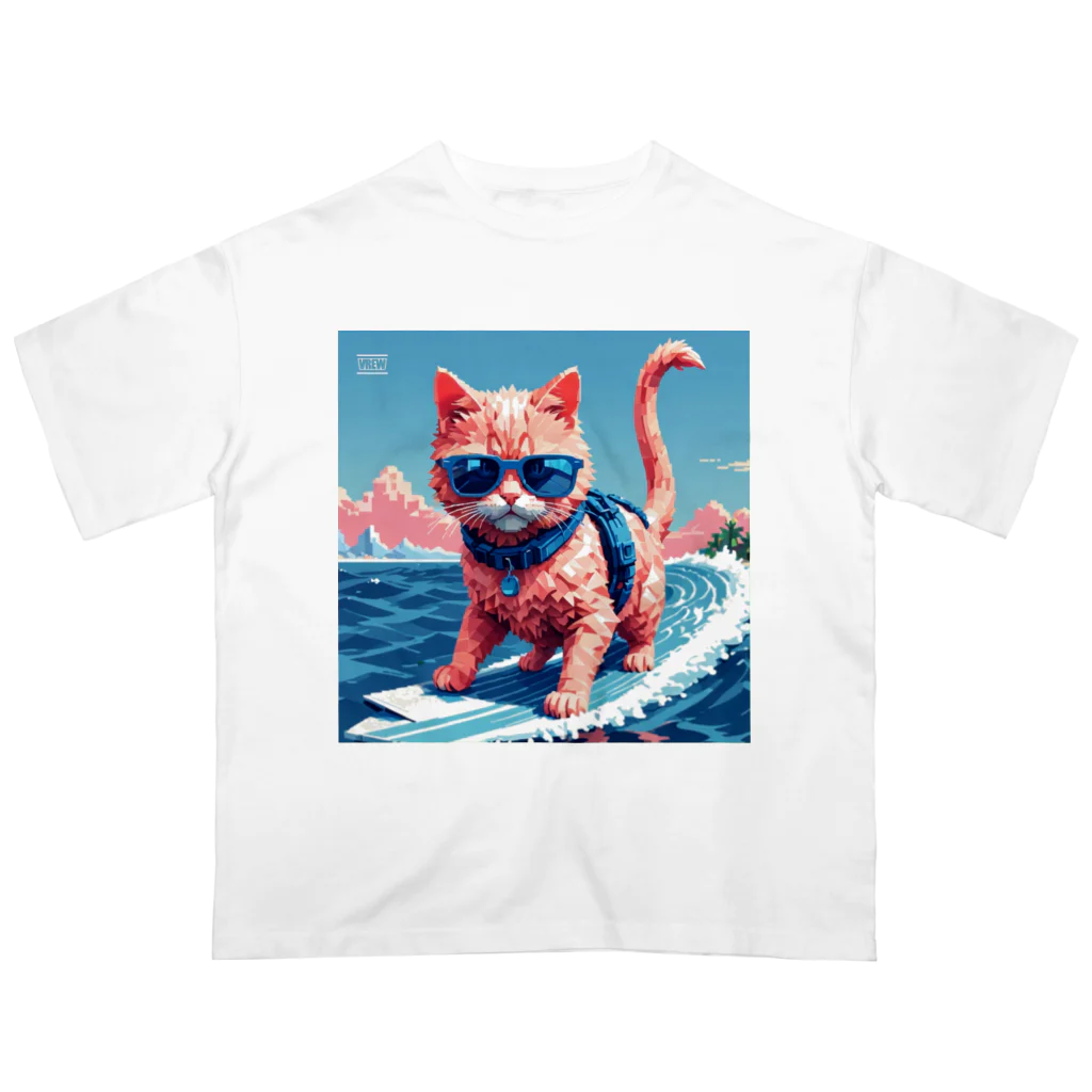 メロンパン猫のサーファーキャット オーバーサイズTシャツ