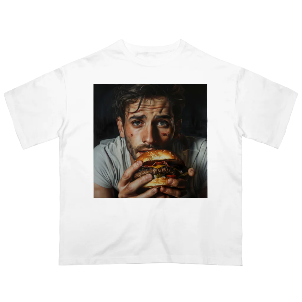 AQUAMETAVERSEのハンバーガーと男　エンジェル717 2065 Oversized T-Shirt