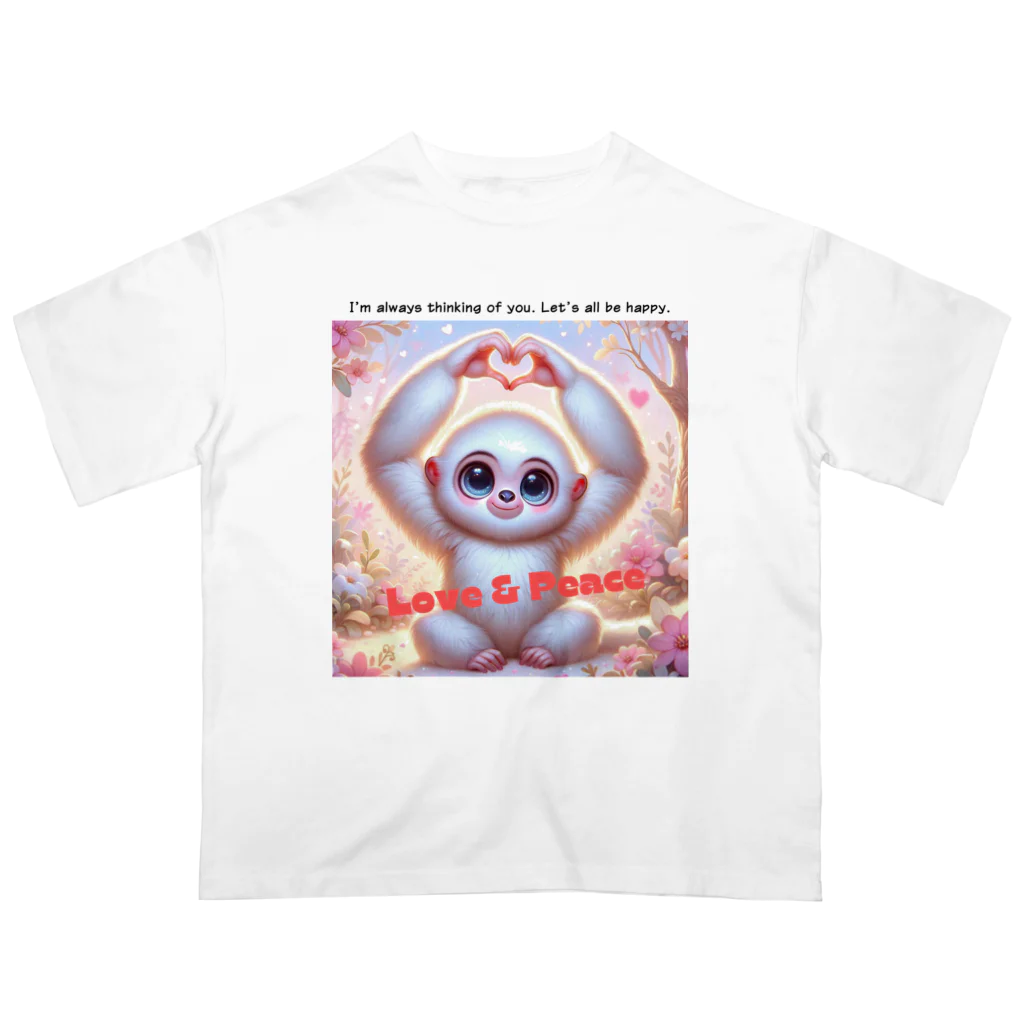 dreamy-designのLOVE&PEACE　シロテナガザルくん オーバーサイズTシャツ