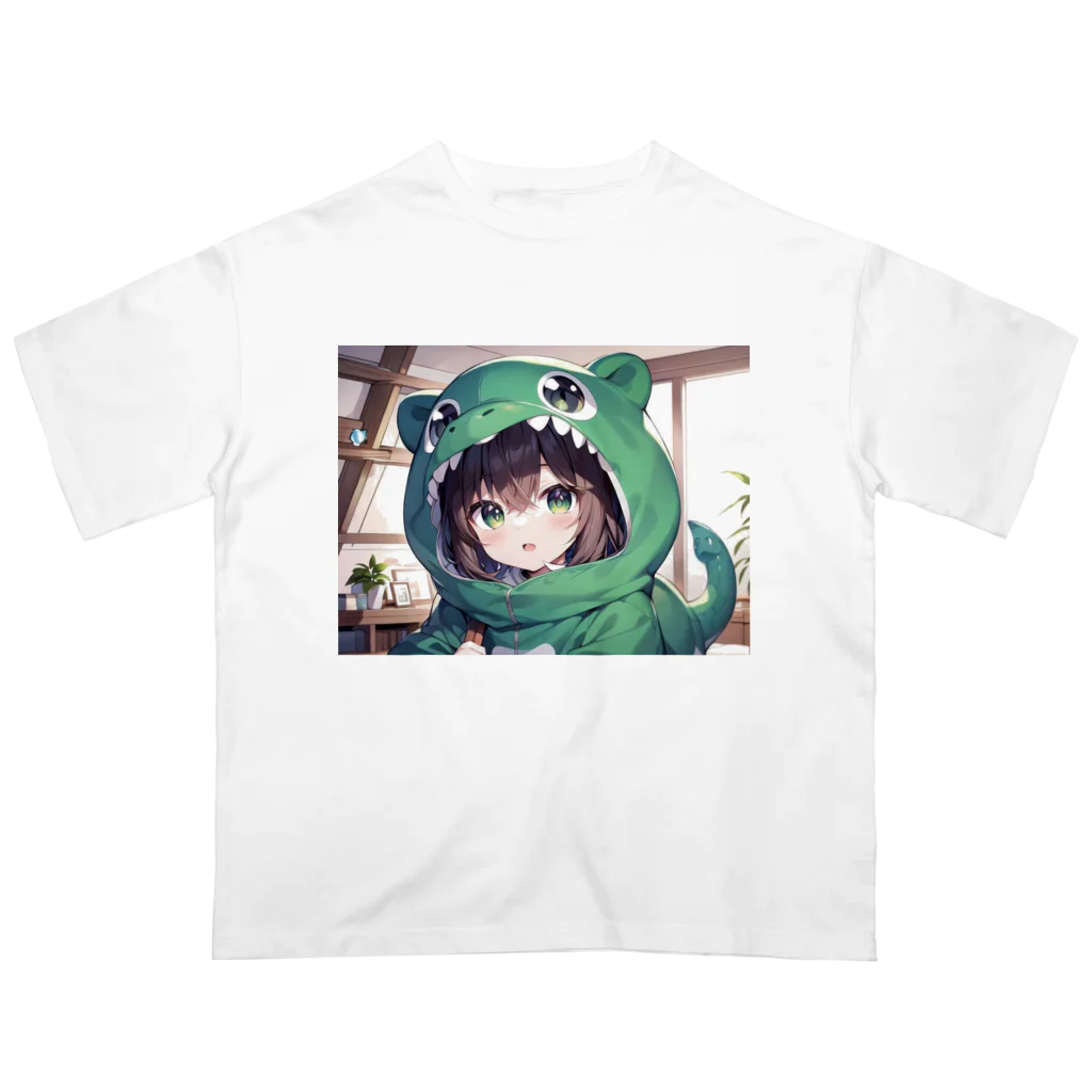 neko_28の恐竜の着ぐるみを着た女の子 Oversized T-Shirt