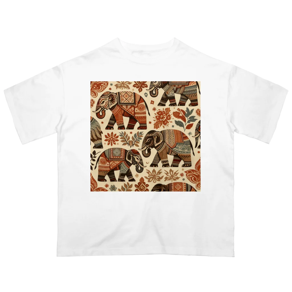 Qten369の石器時代のマンモス オーバーサイズTシャツ