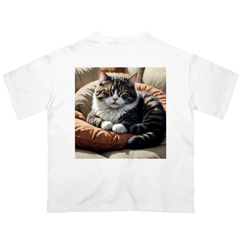 Ken17のソファのクッションの上で眠る猫 オーバーサイズTシャツ