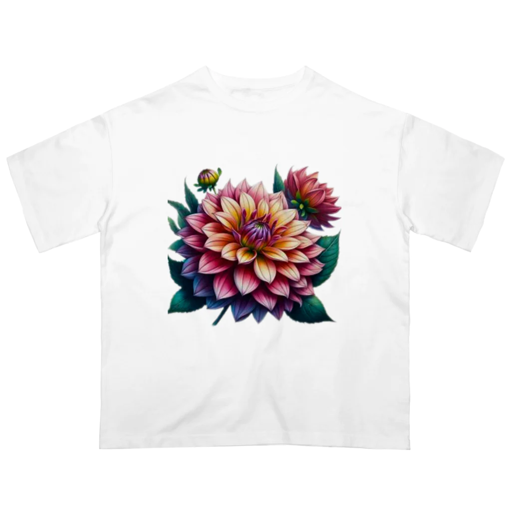 Have-good-luckのふんわりした花「ダリア」 Oversized T-Shirt