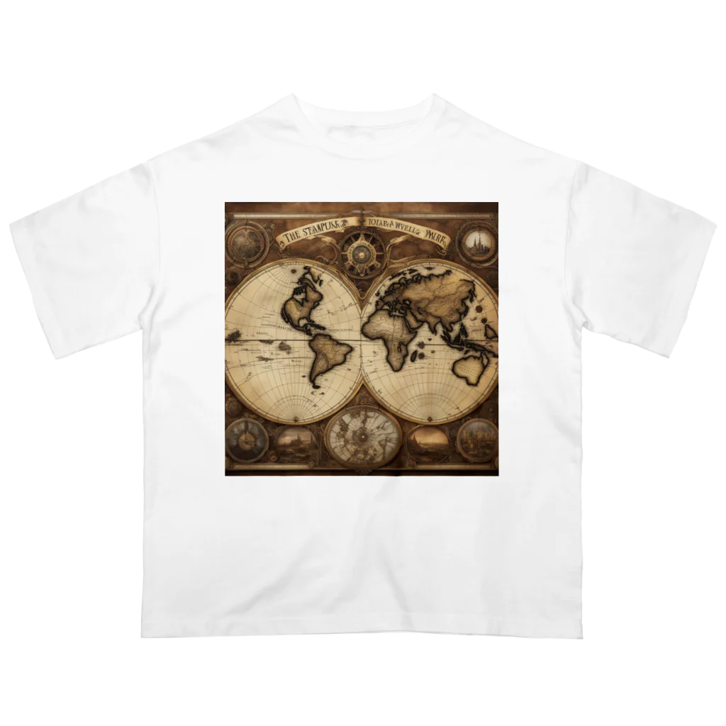 Steampunk Creations屋のスチームパンク世界地図 Oversized T-Shirt