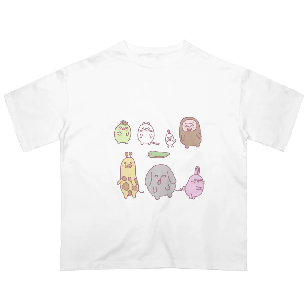 zizimaru104の動物集合（´(ｪ)｀） Oversized T-Shirt