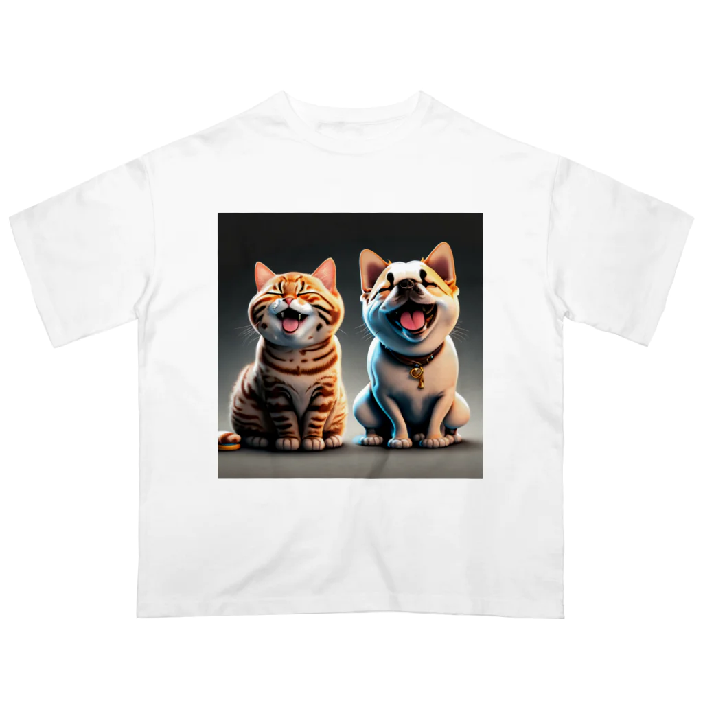 musashiyaのご機嫌な猫と犬 Oversized T-Shirt