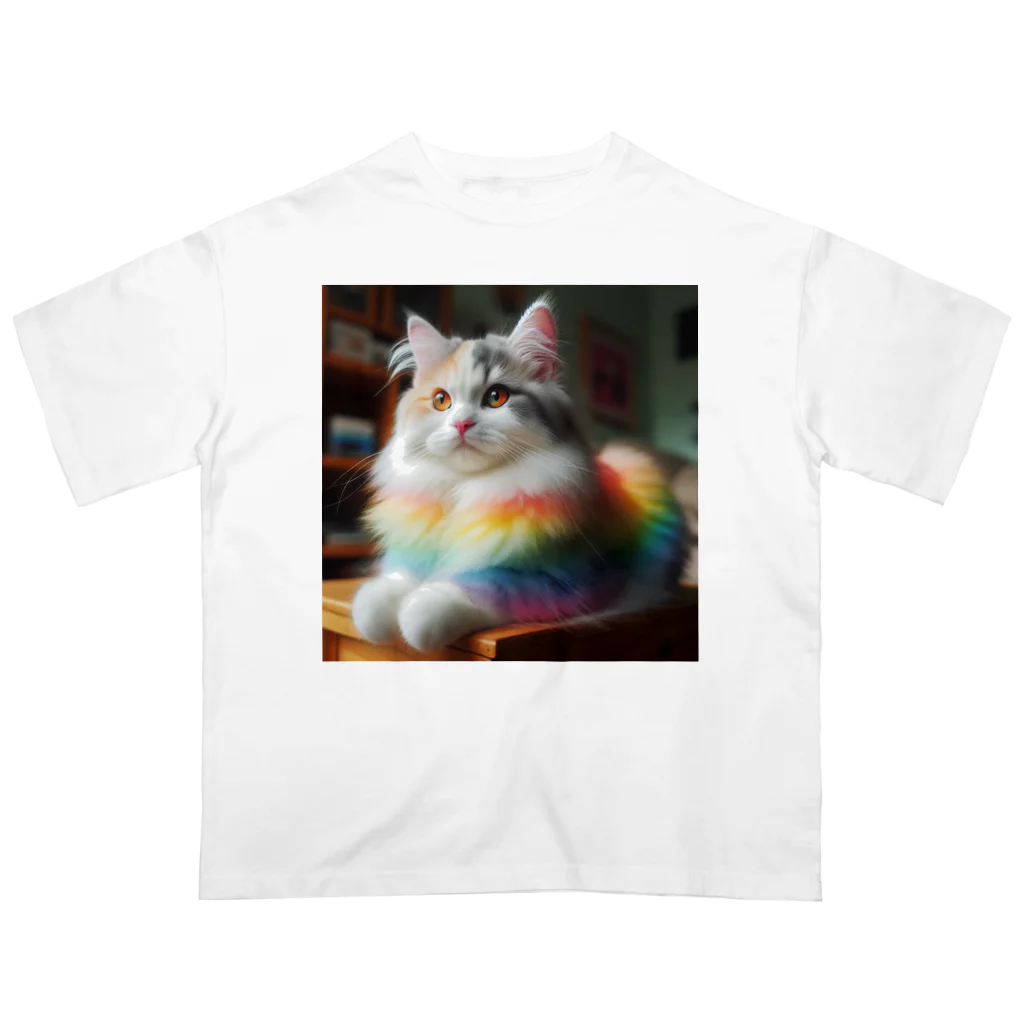 Creation CATの虹色CAT オーバーサイズTシャツ