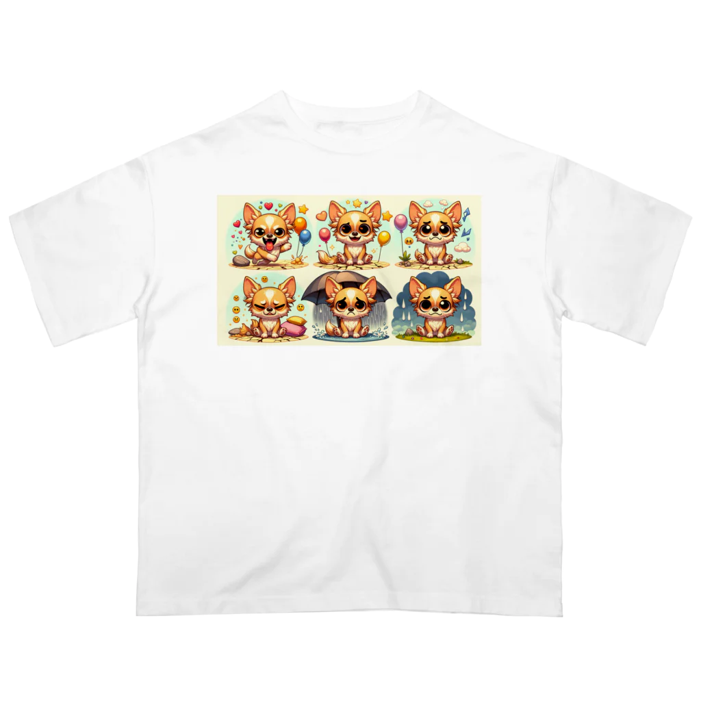 kutachanelのロングコートチワワのアニメ Oversized T-Shirt