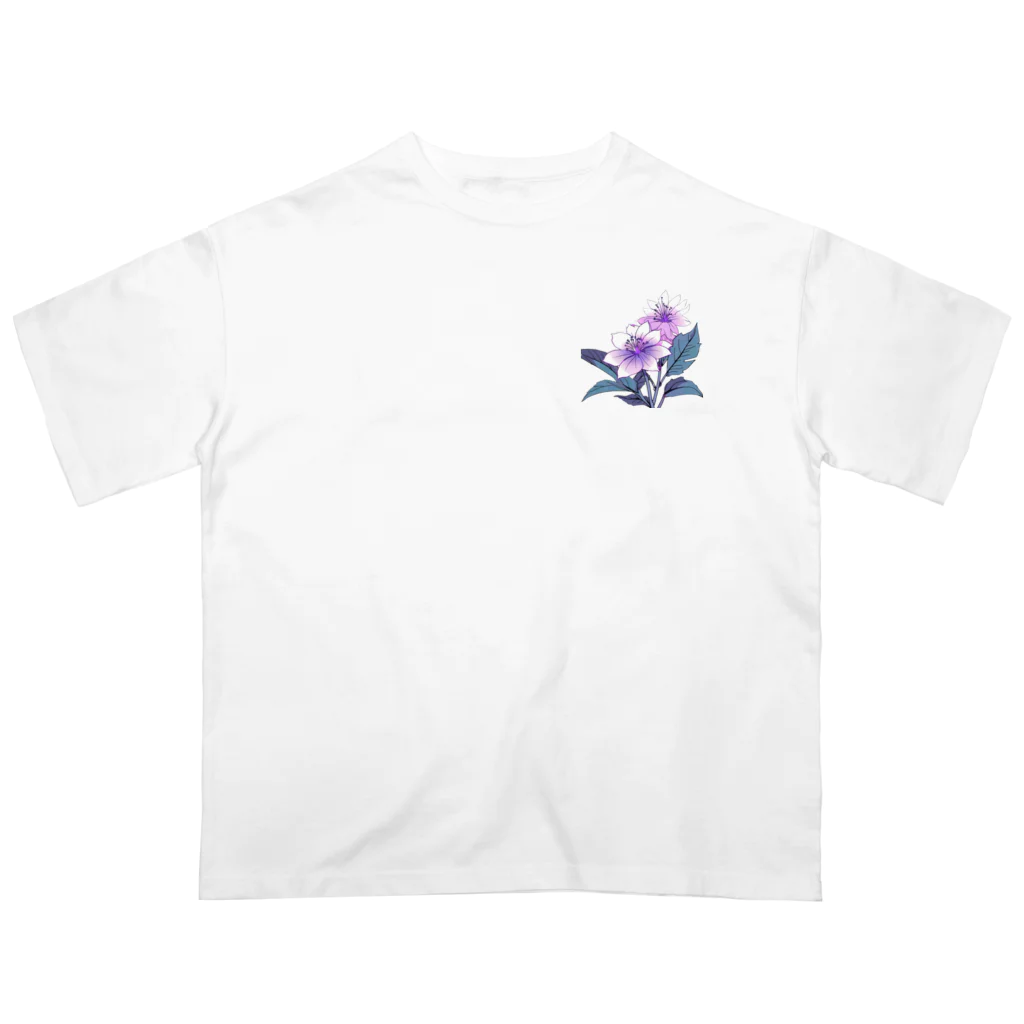 RetrowaveFlowerのRetrowaveFlower-ムラサキハナナ- オーバーサイズTシャツ