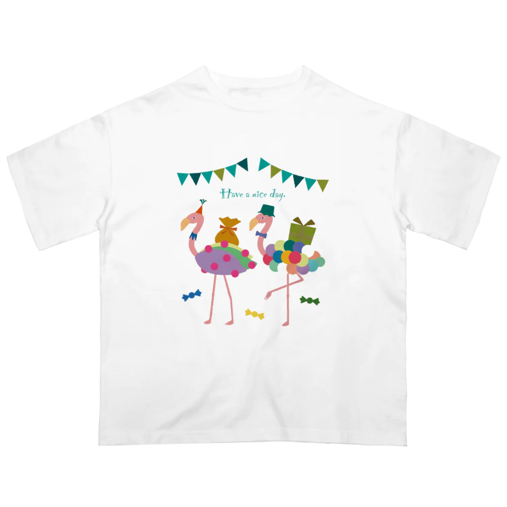 midoriの双子フラミンゴのパーティー Oversized T-Shirt