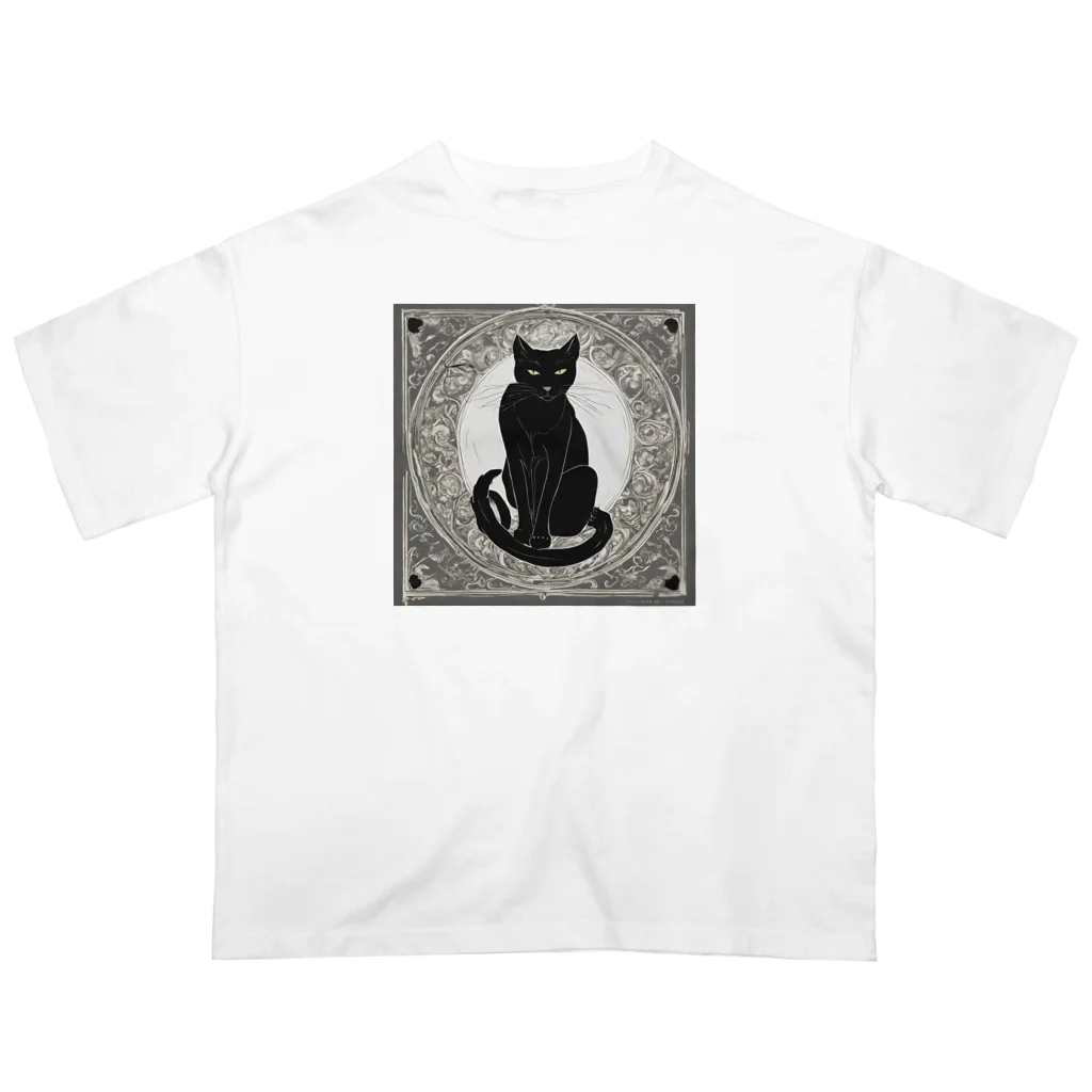 動物デザイングッズの黒猫 オーバーサイズTシャツ