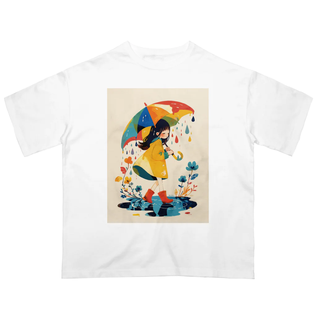 AQUAMETAVERSEのカラフルな雨の日  Hime  2530 Oversized T-Shirt