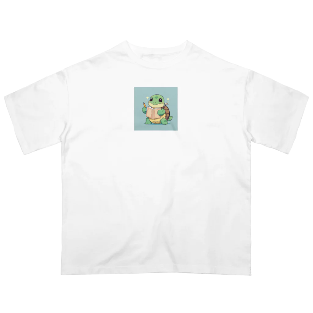 ganeshaのおもちゃの本を持ったかわいいカメ Oversized T-Shirt