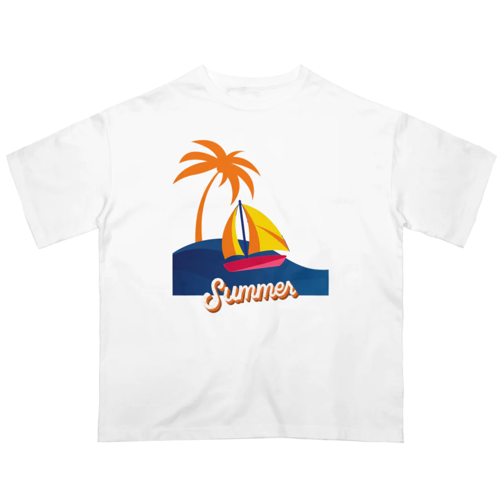  SATOHIROショップのヨットビーチ・サマーパーム オーバーサイズTシャツ