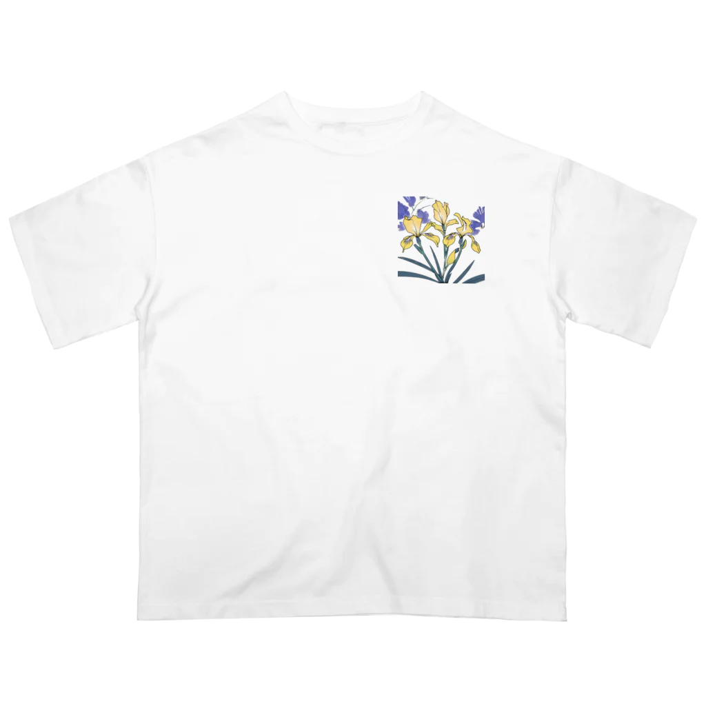 RetrowaveFlowerのRetrowaveFlower-ハナショウブ- Oversized T-Shirt