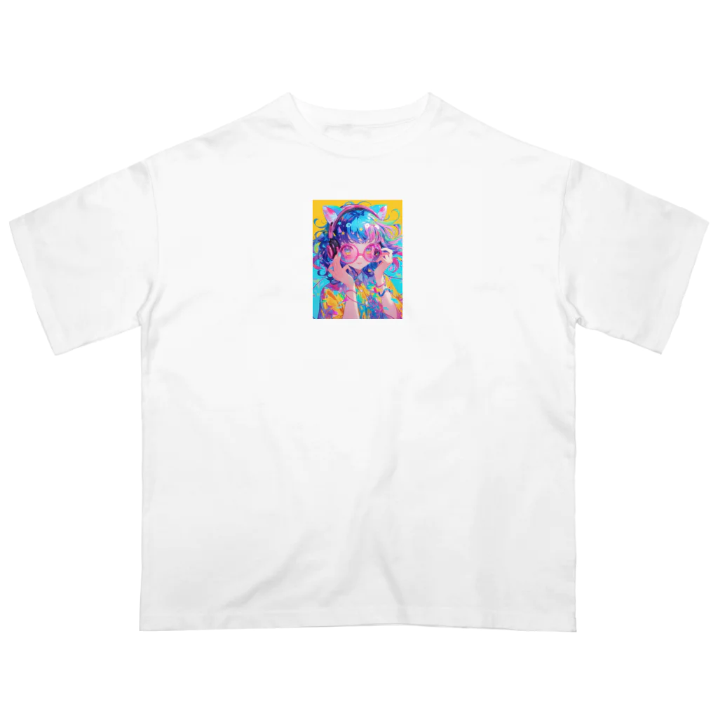 no_mi_Ke08のメガネの可愛い女の子のキャラクター Oversized T-Shirt