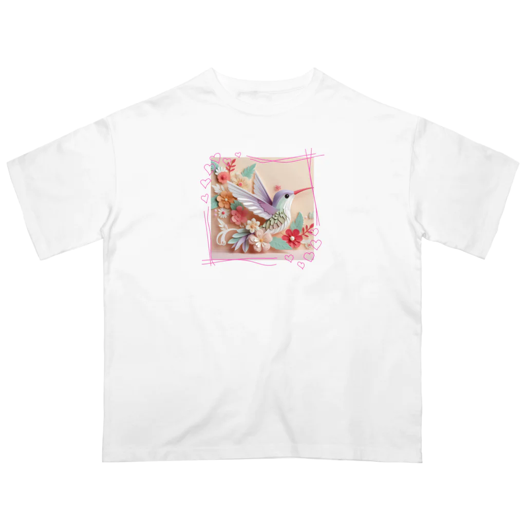 終わらない夢🌈のパステルカラーのハチドリ💞 オーバーサイズTシャツ