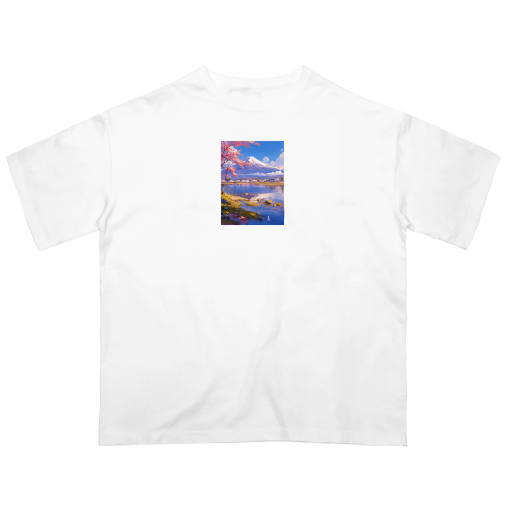 AQUAMETAVERSEの富士山とさくら Oversized T-Shirt