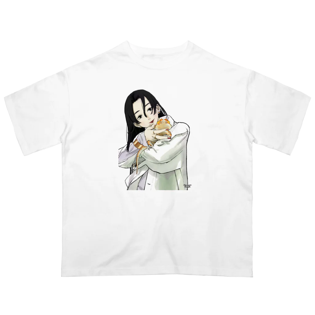 HermannStrasseのフトアゴと女の子 オーバーサイズTシャツ