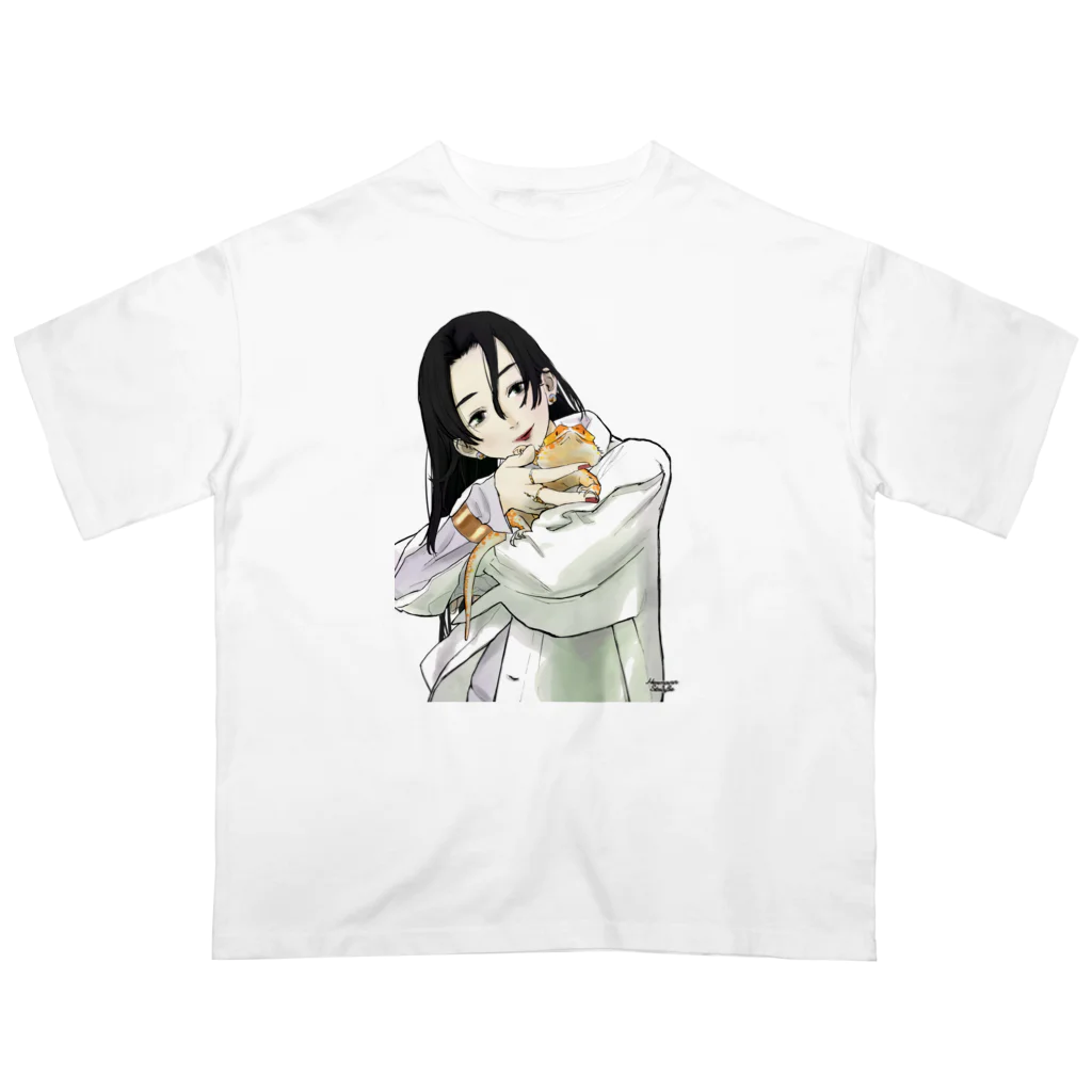 HermannStrasseのフトアゴと女の子 オーバーサイズTシャツ