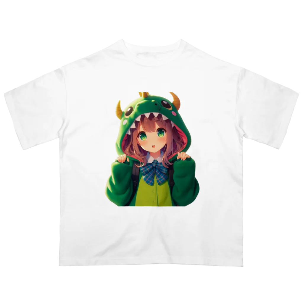 ドラゴンとわたしのドラ娘！グリーン オーバーサイズTシャツ