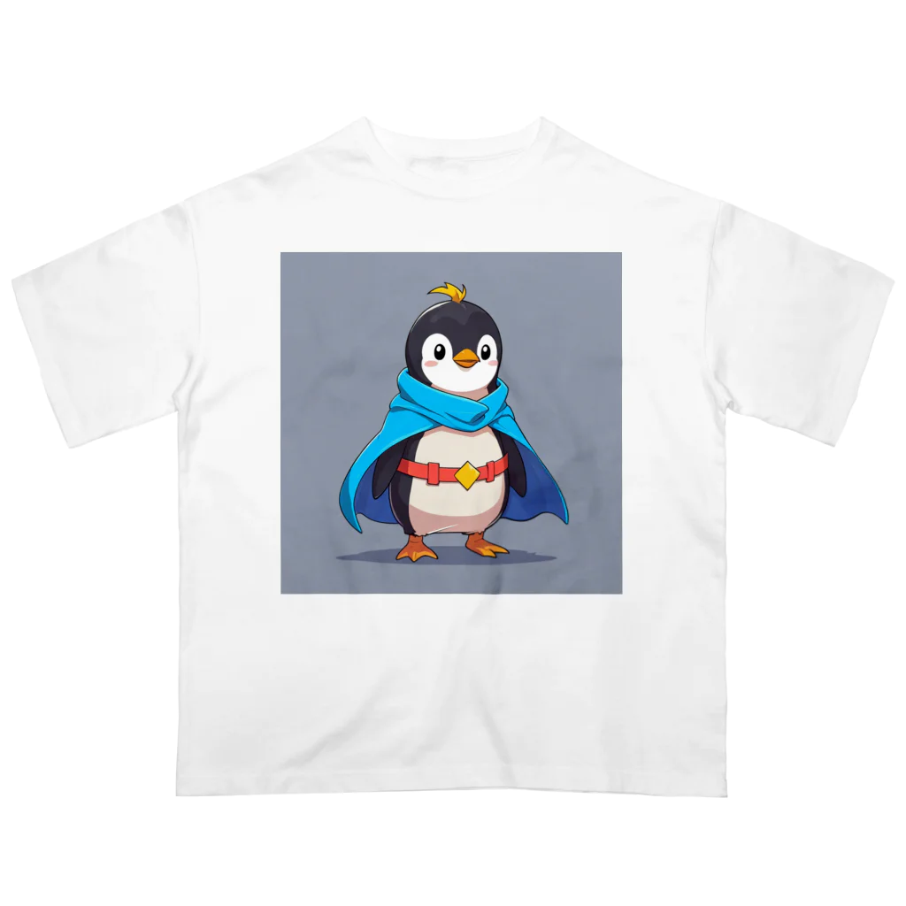 ganeshaのスーパーヒーローのマントを着たかわいいペンギン オーバーサイズTシャツ