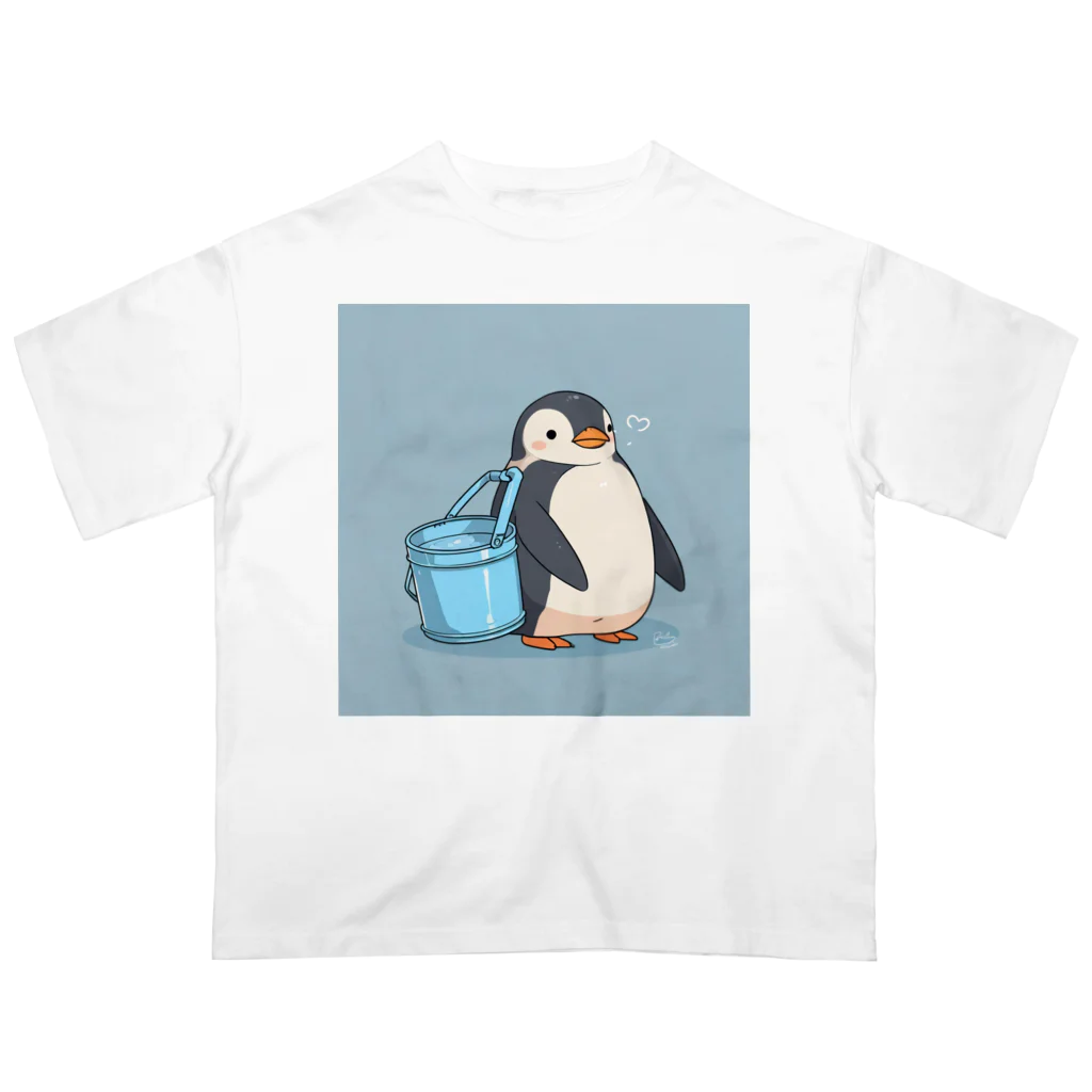 ganeshaのかわいいペンギンとおもちゃのバケツ Oversized T-Shirt