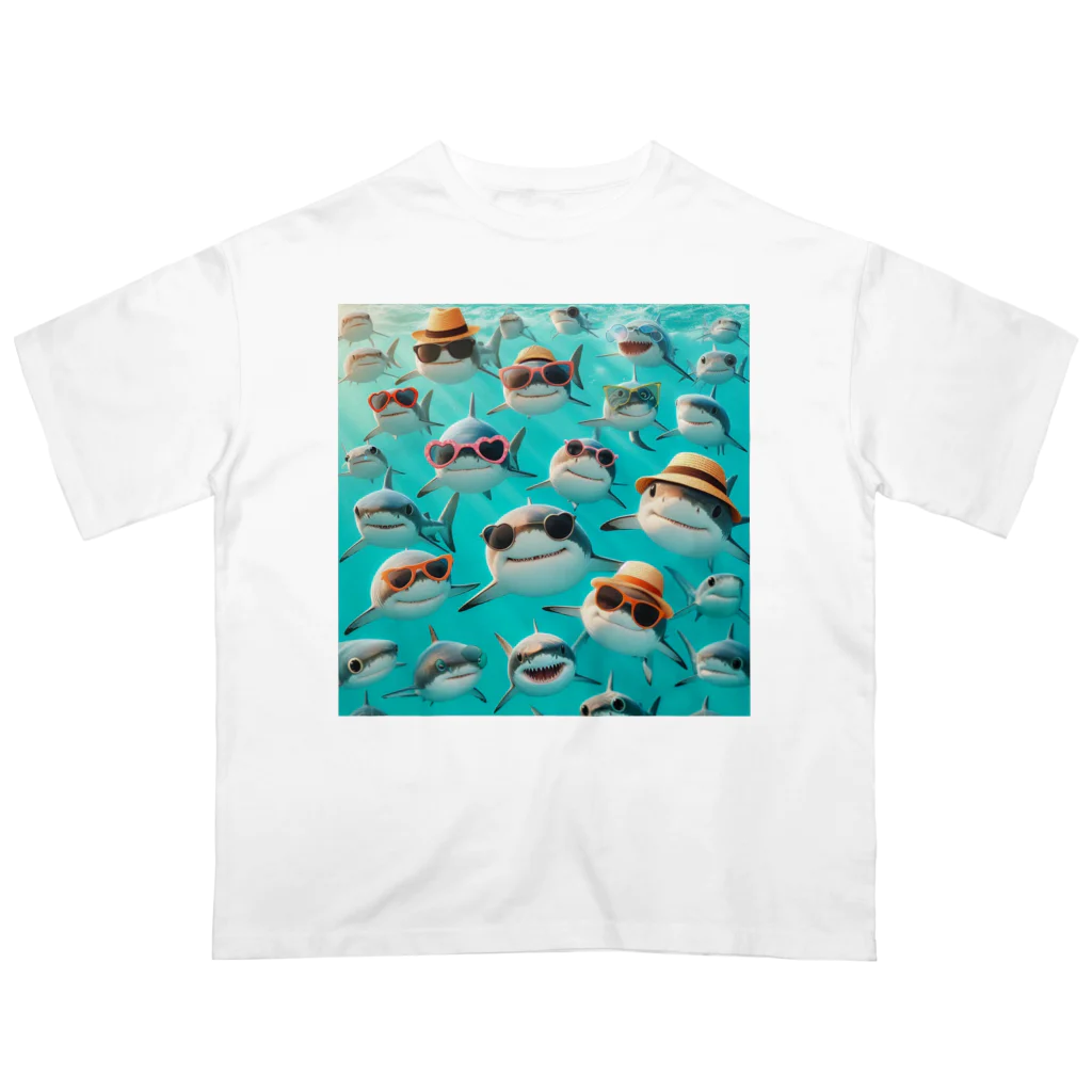 GDWEEDのサメ 夏 オーバーサイズTシャツ