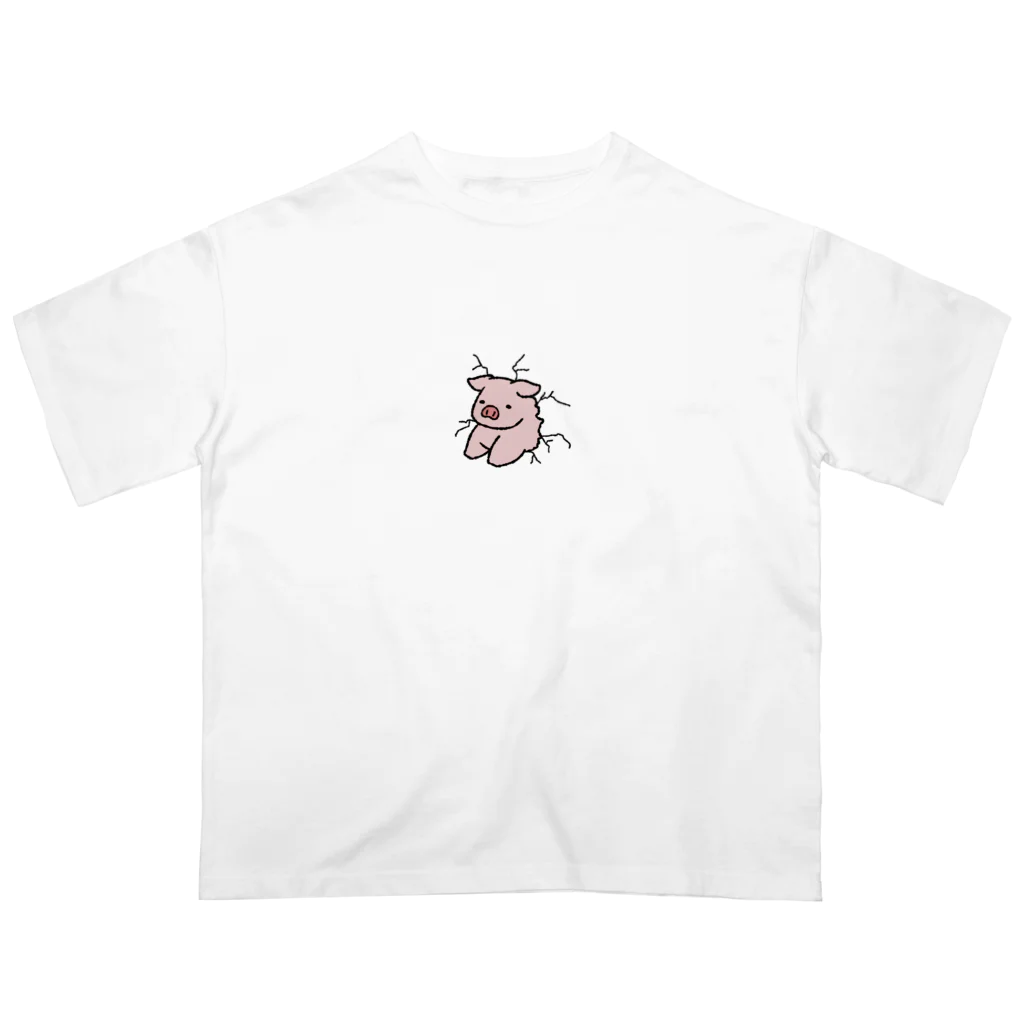 りひと／おいなりのかべぶたTシャツ(黒線) オーバーサイズTシャツ