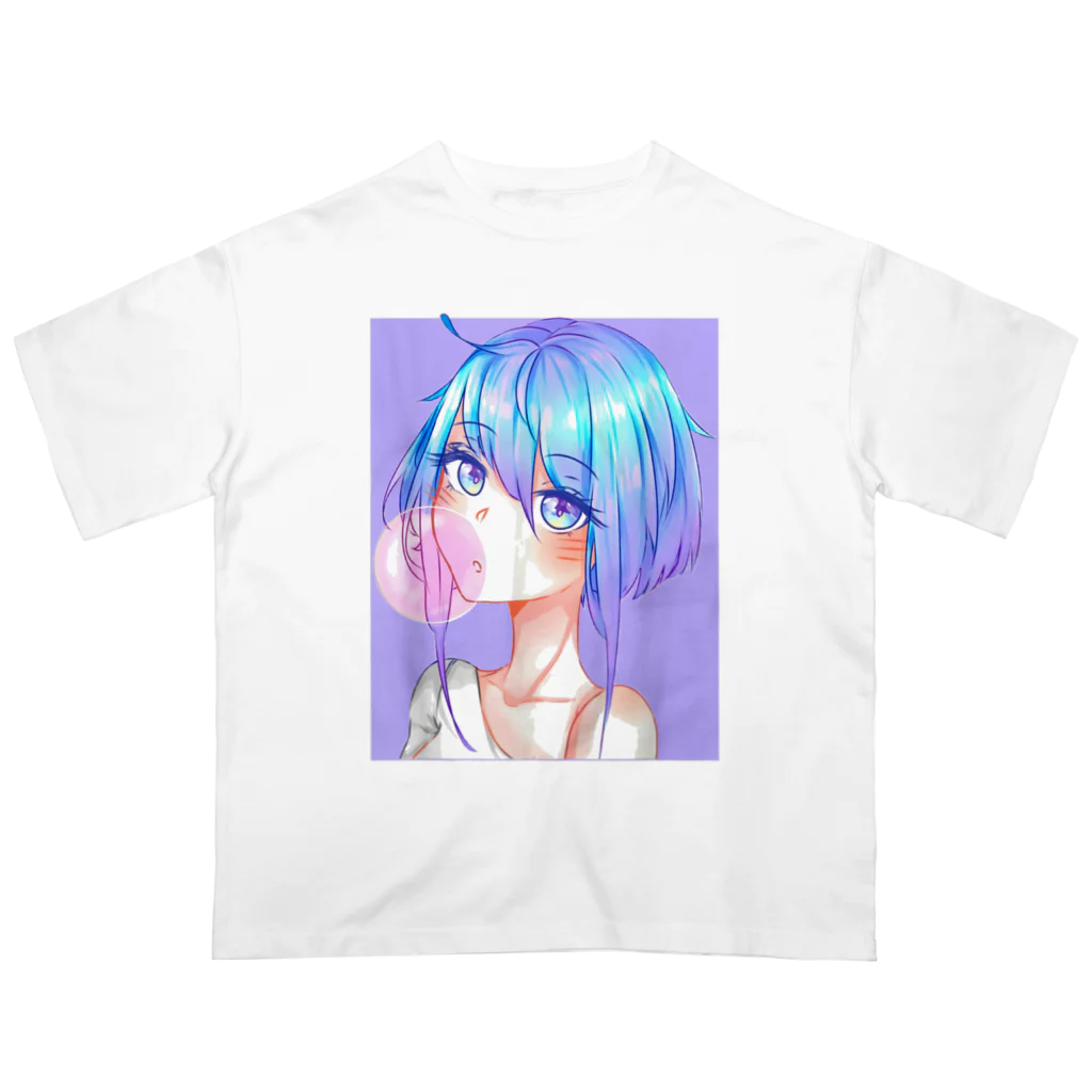 World_Teesのバブルガムを噛むアニメガール 日本の美学 アニメオタク Oversized T-Shirt