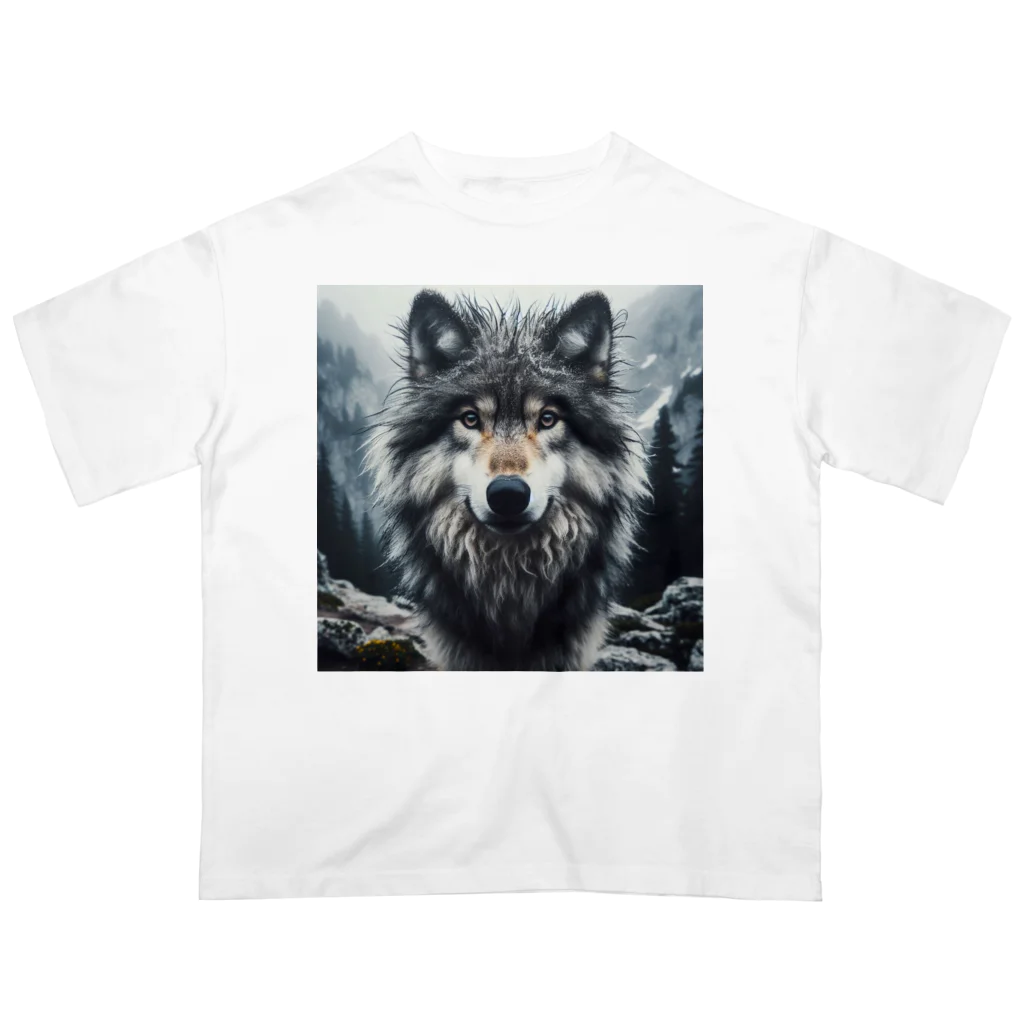 中村マコトのオオカミ　森の番人 オーバーサイズTシャツ