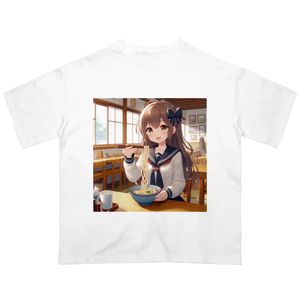 SWQAのうどんを食べるjk オーバーサイズTシャツ