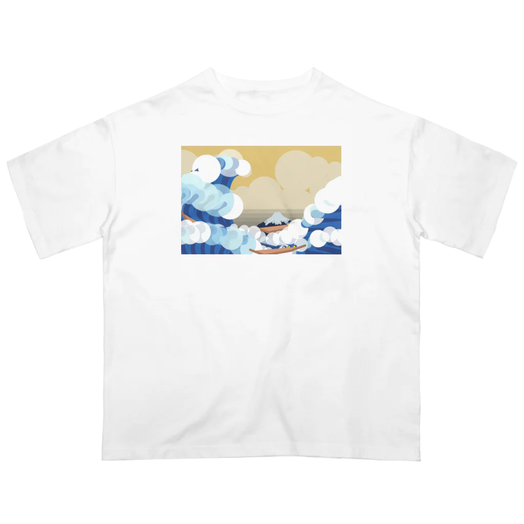 Apples_Orangesの富嶽三十六景 神奈川沖浪裏-Remix オーバーサイズTシャツ