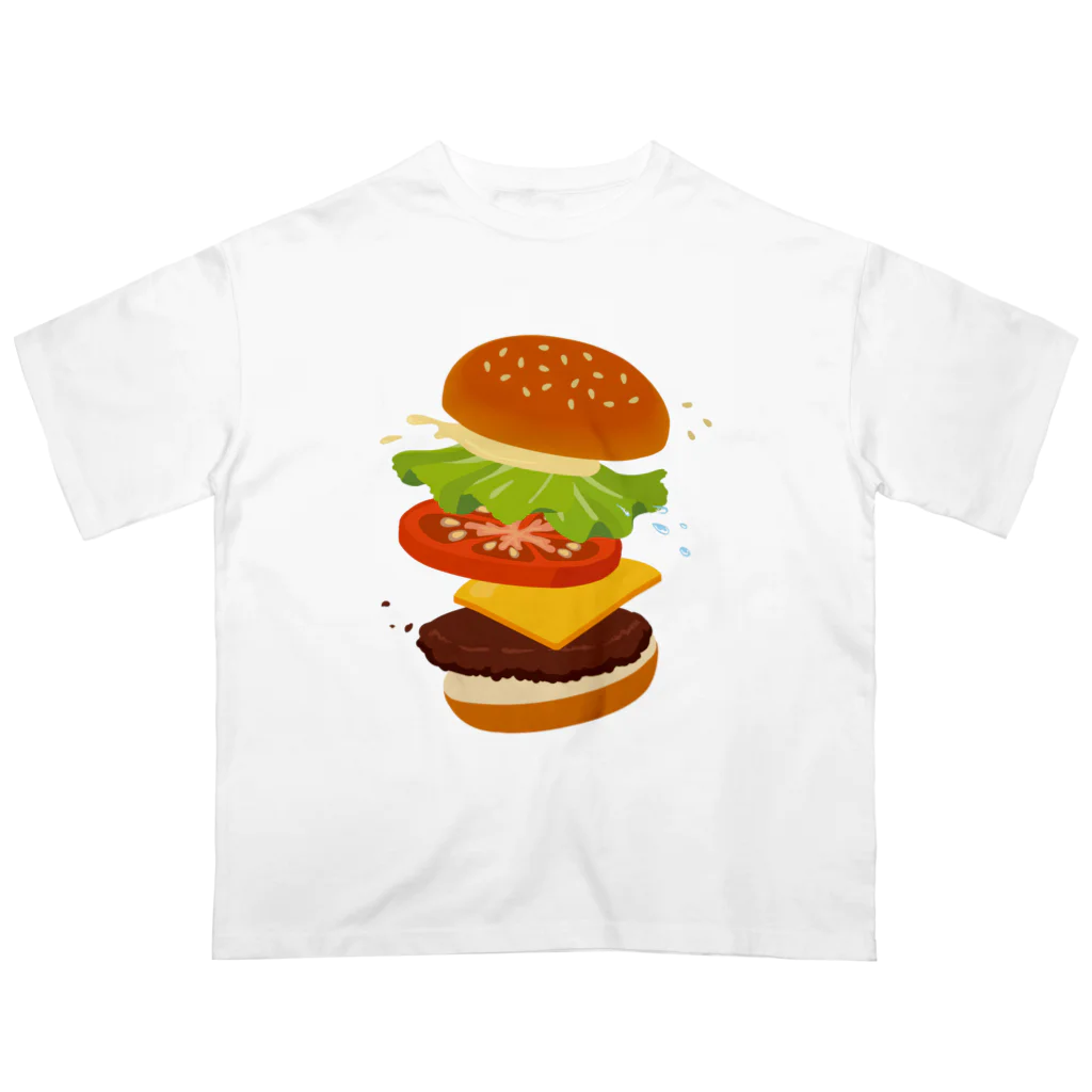 モツ煮子のフレッシュなハンバーガー オーバーサイズTシャツ